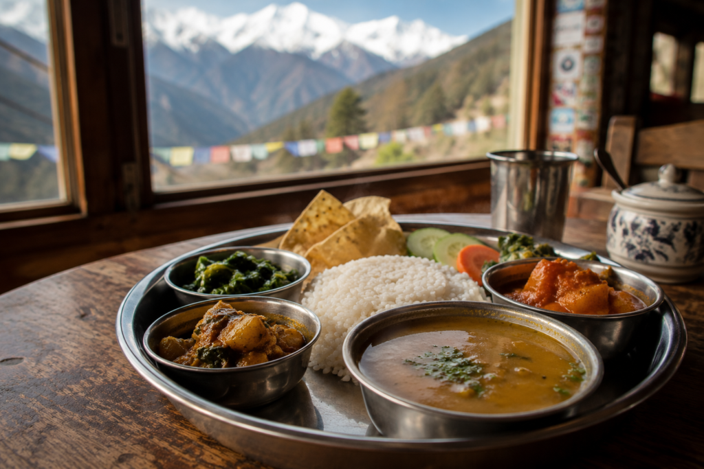 Dal bhat - budget food trick for solo backpackers trekking in Nepal