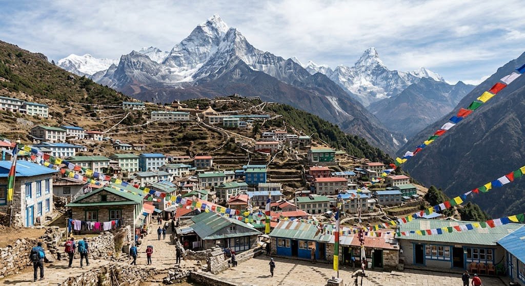 Namche Bazaar, the main acclimatization stop on the Everest Base Camp trek