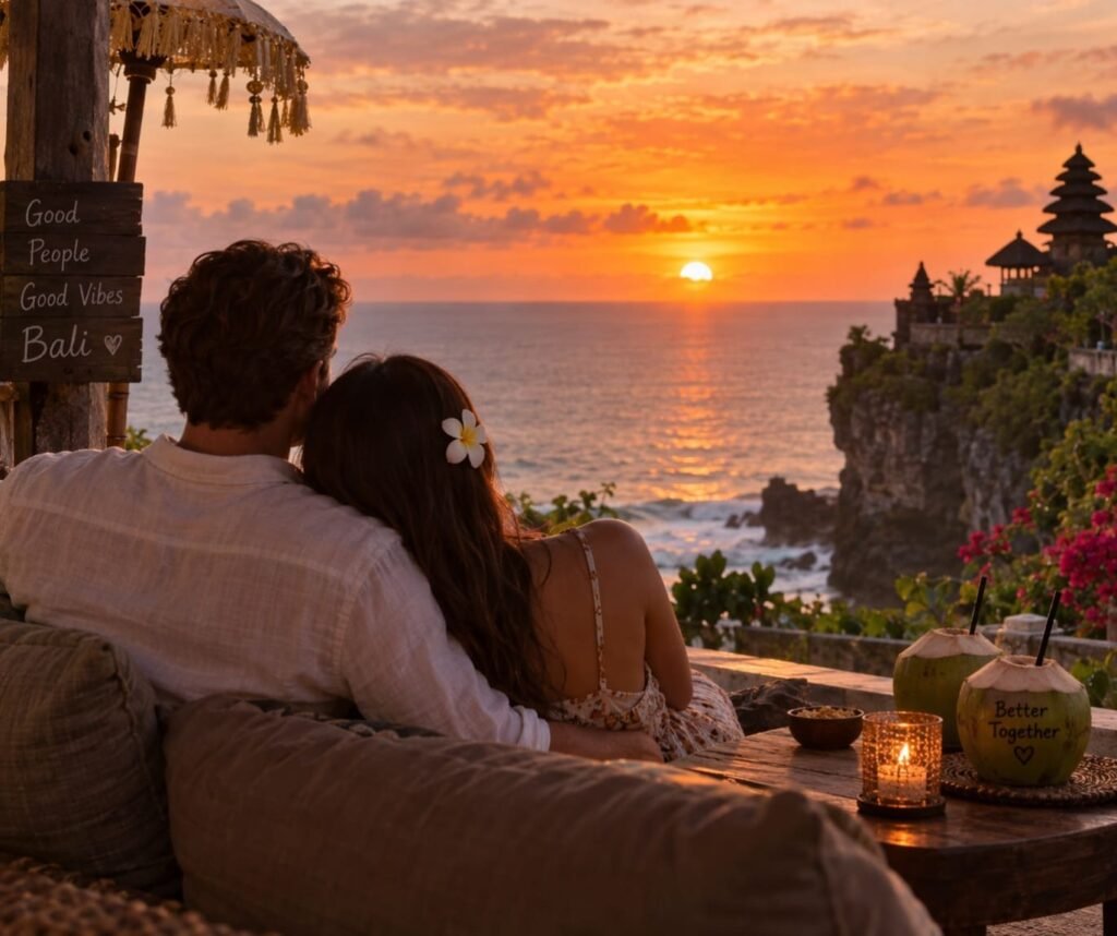 Couple Enjoying a Romantic Sunset in Bali