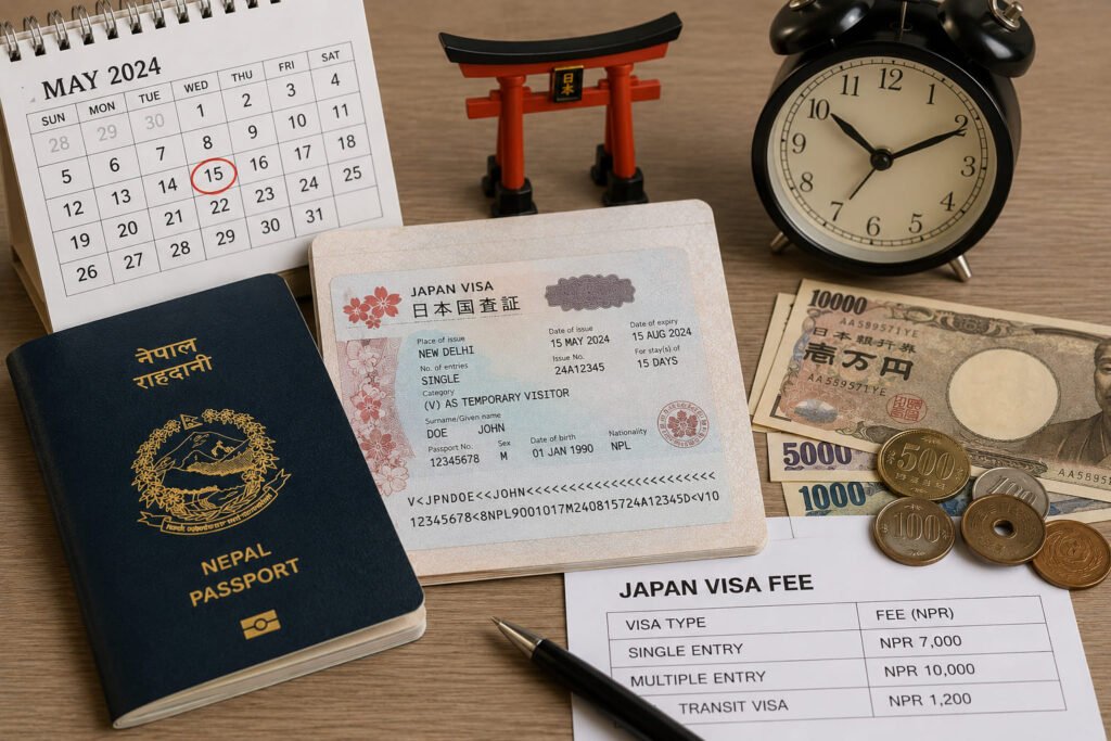 Japan tourist visa fee and processing time from Nepal