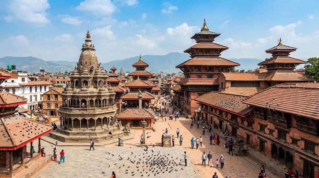 Kathmandu Durbar Square carved pagoda temples UNESCO site
