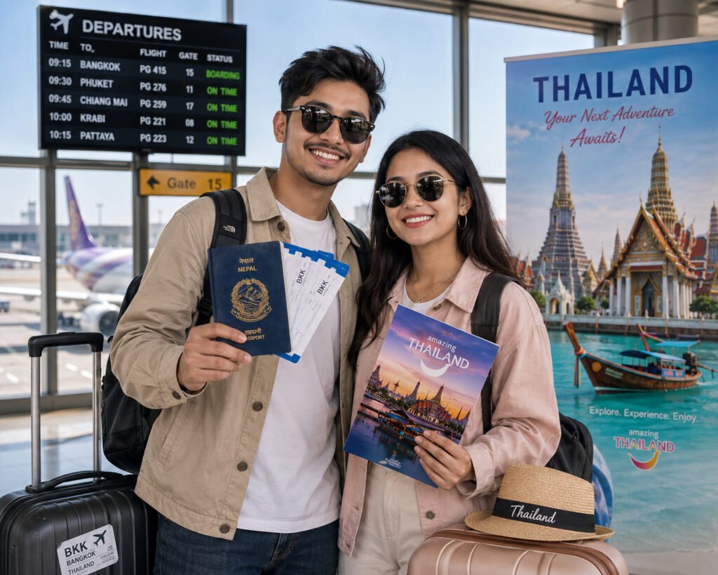 Nepali travellers preparing for Thailand trip