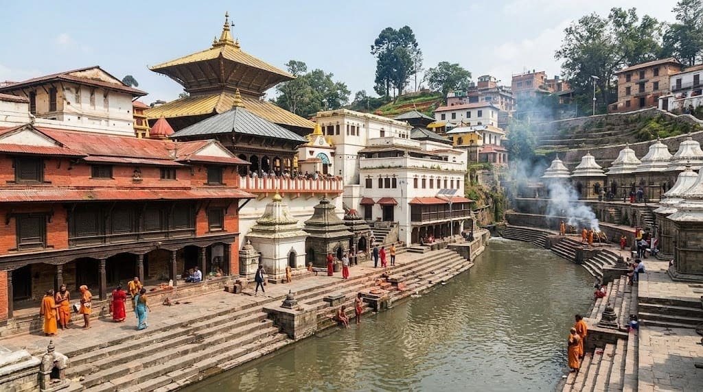 Pashupatinath Temple Bagmati River Kathmandu Hindu shrine.