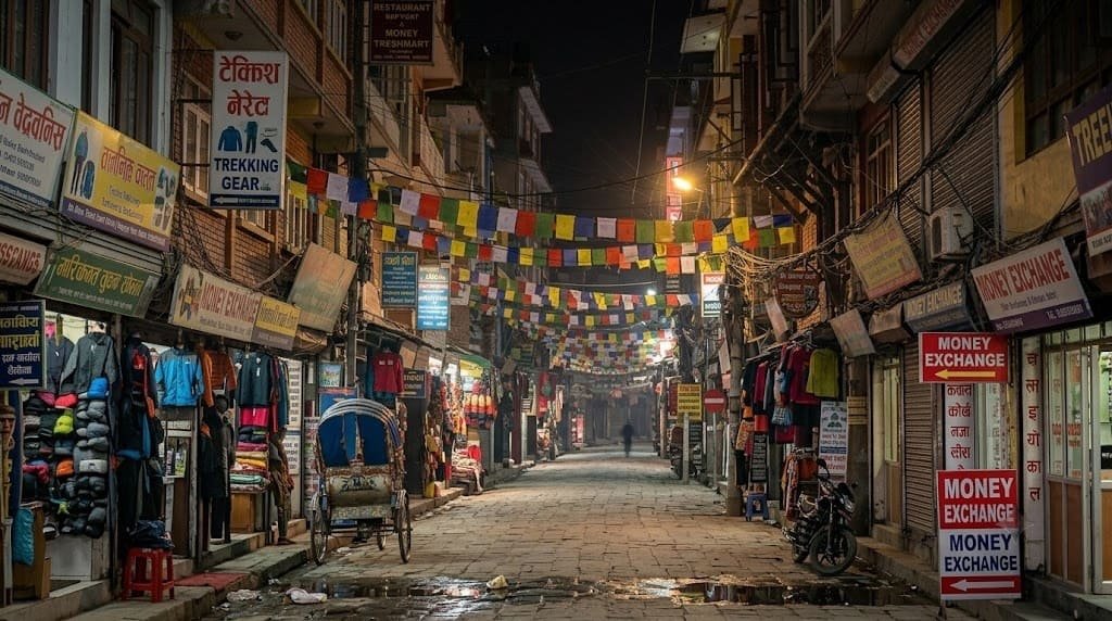 Night View of Thamel Kathmandu tourist street