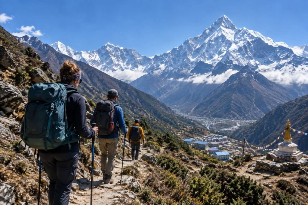 High altitude trekking route in Nepal Himalayas for international travelers