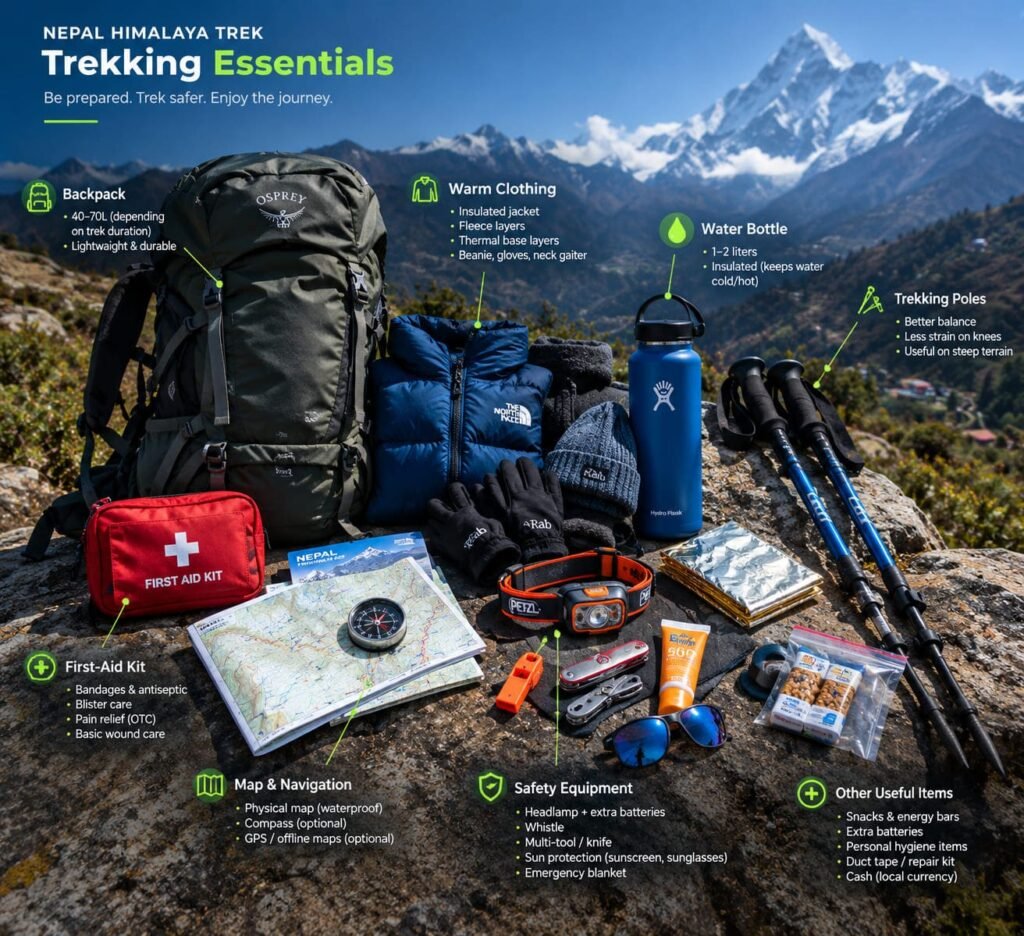 High altitude trekking safety gear for Nepal travelers