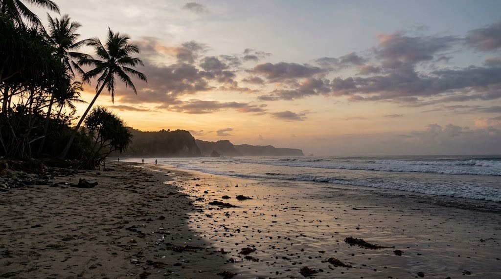 Bali sunset over a tropical beach