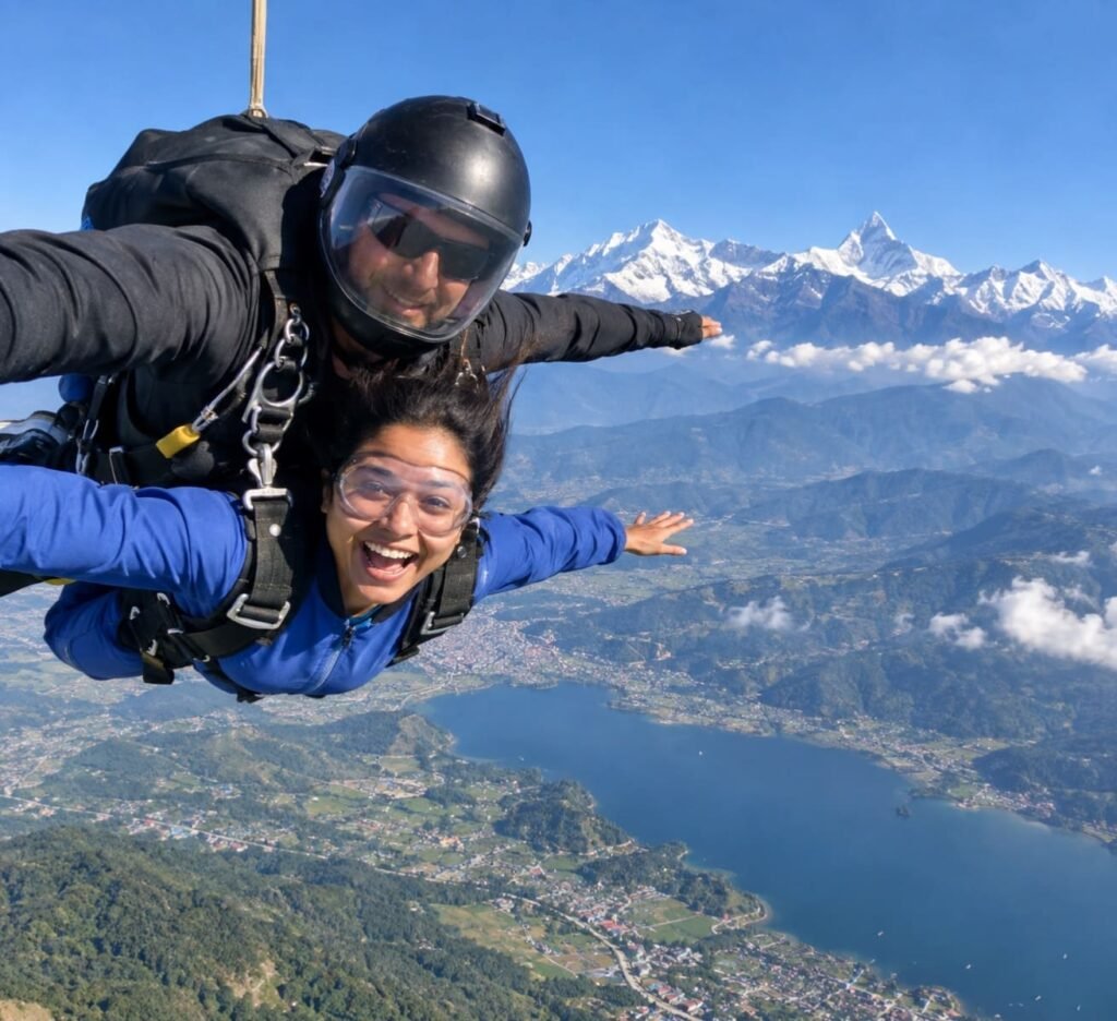 Skydiving adventure over the Himalayas in Nepal