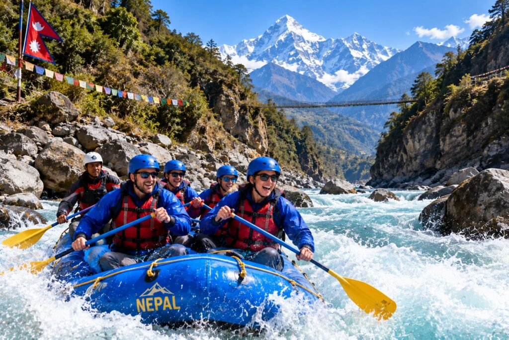 Whitewater rafting adventure in Nepal on a Himalayan river